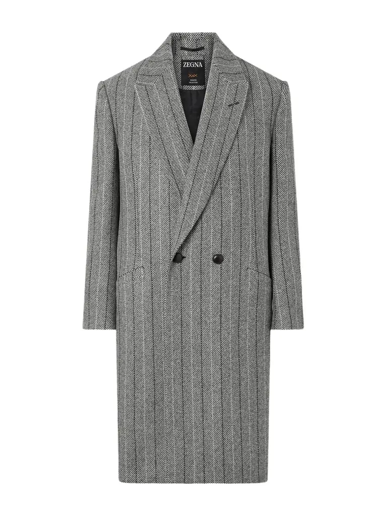 Zegna Trofeo Selection Double-Breasted Pinstriped Wool Coat - Men