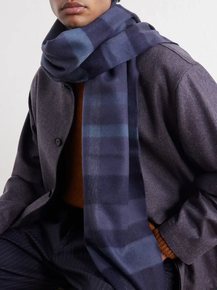 Johnstons of Elgin Tantallon Fringed Checked Cashmere Scarf - Men | Thumbnail 3 Johnstons of Elgin Tantallon Fringed Checked Cashmere Scarf - Men | Thumbnail 3