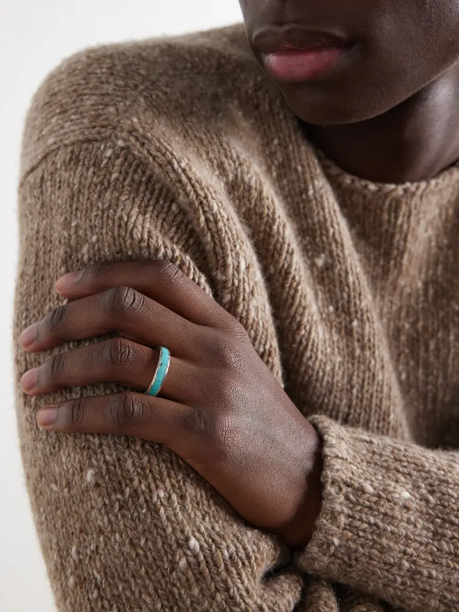 Peyote Bird Infinity Sterling Silver and Turquoise Ring - Men | Thumbnail 2 Peyote Bird Infinity Sterling Silver and Turquoise Ring - Men | Thumbnail 2