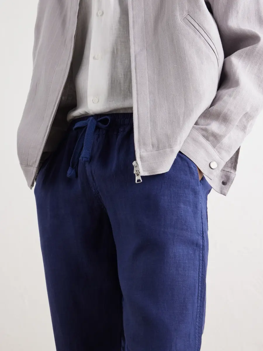 FEDELI Straight-Leg Linen Drawstring Trousers - Men | Thumbnail 5