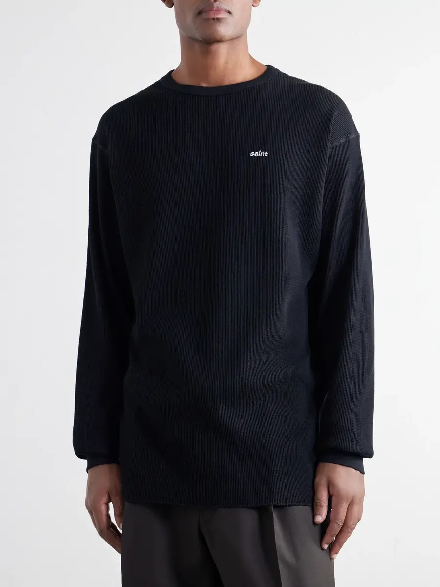 SAINT Mxxxxxx Tharmal Logo-Embroidered Waffle-Knit Cotton T-Shirt - Men | Thumbnail 3 SAINT Mxxxxxx Tharmal Logo-Embroidered Waffle-Knit Cotton T-Shirt - Men | Thumbnail 3