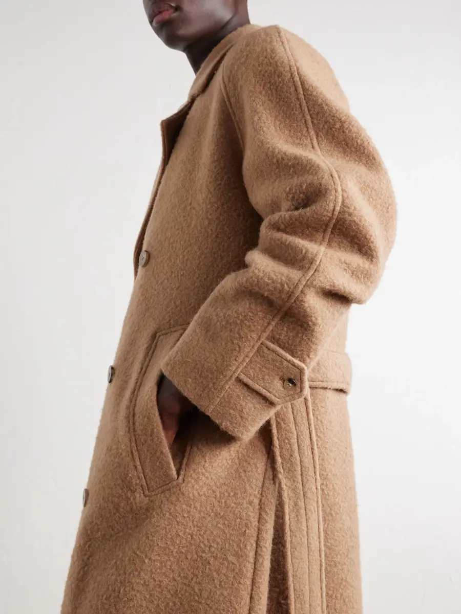 De Bonne Facture Belted Double-Breasted Brushed Wool and Camel Hair-Blend Coat - Men | Thumbnail 5 De Bonne Facture Belted Double-Breasted Brushed Wool and Camel Hair-Blend Coat - Men | Thumbnail 5