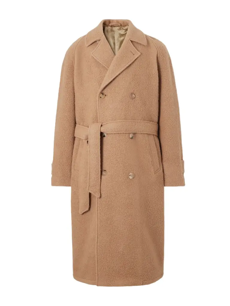 De Bonne Facture Belted Double-Breasted Brushed Wool and Camel Hair-Blend Coat - Men