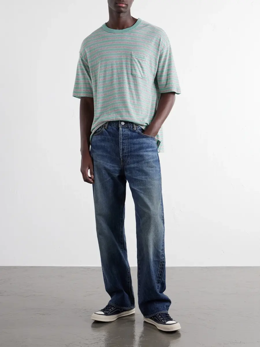 Visvim Jumbo Border Striped Wool and Cotton-Blend T-Shirt - Men | Thumbnail 2 Visvim Jumbo Border Striped Wool and Cotton-Blend T-Shirt - Men | Thumbnail 2