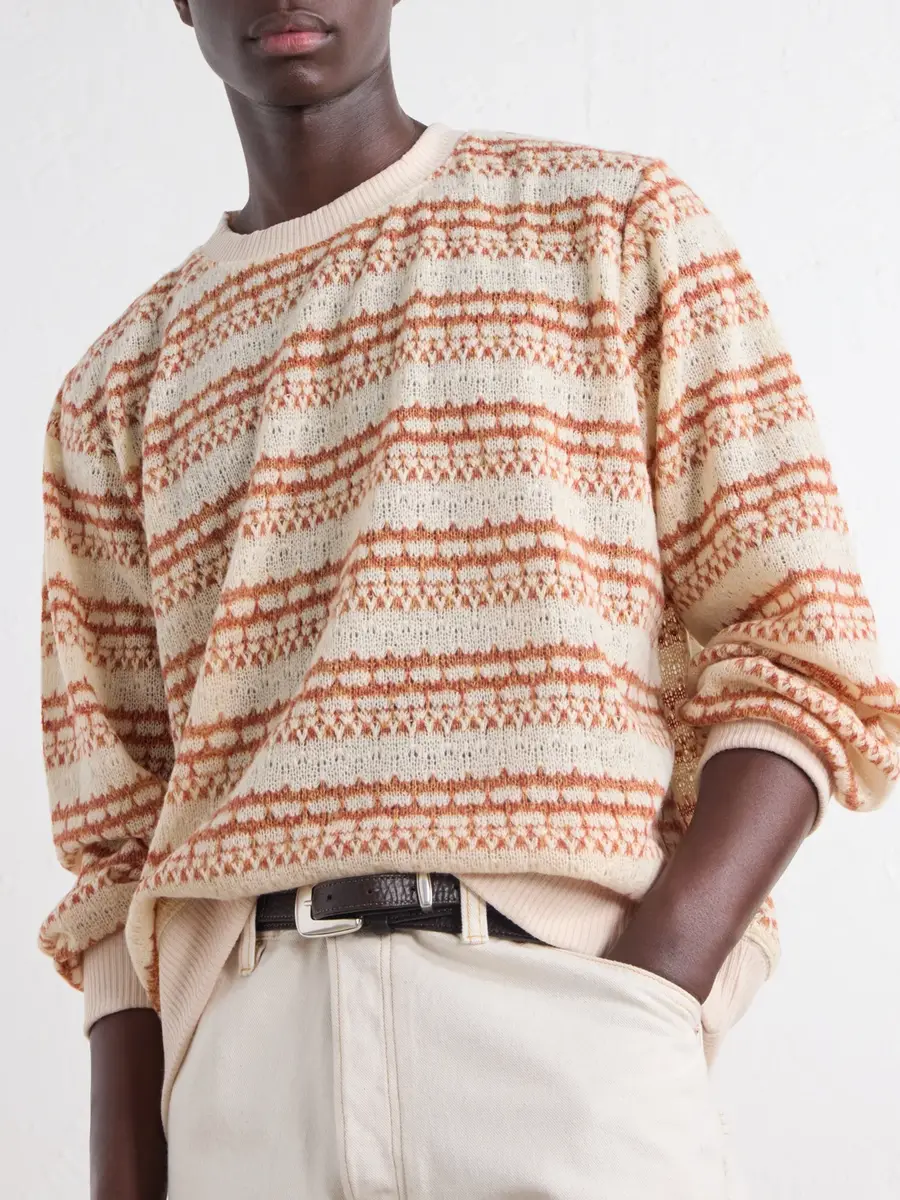 Corridor Striped Pointelle-Knit Sweater - Men | Thumbnail 5 Corridor Striped Pointelle-Knit Sweater - Men | Thumbnail 5