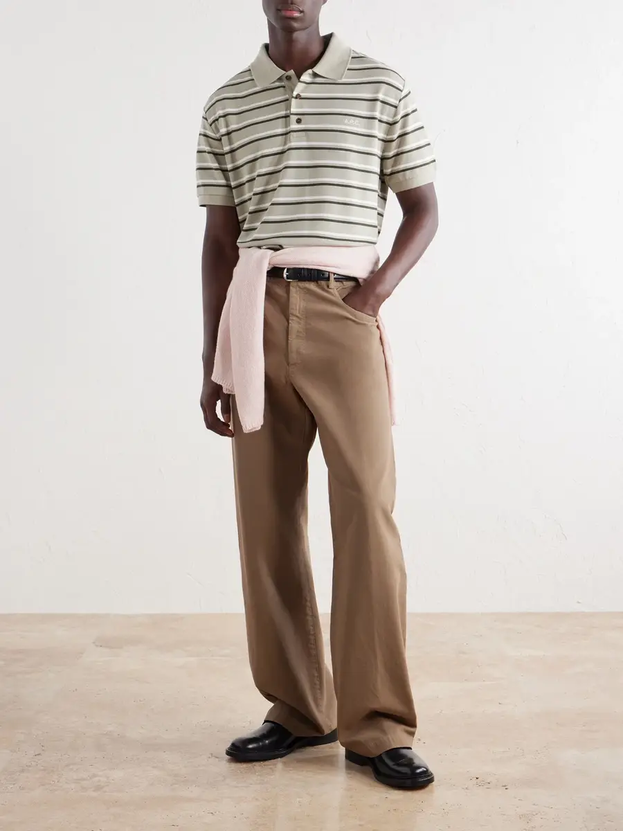 A.P.C. Joe Striped Cotton-Piqué Polo Shirt - Men | Thumbnail 2 A.P.C. Joe Striped Cotton-Piqué Polo Shirt - Men | Thumbnail 2