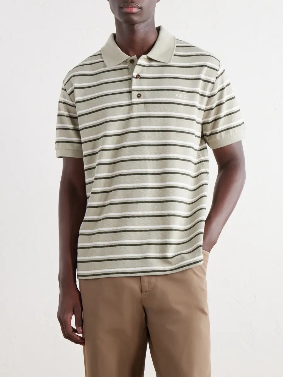 A.P.C. Joe Striped Cotton-Piqué Polo Shirt - Men | Thumbnail 3 A.P.C. Joe Striped Cotton-Piqué Polo Shirt - Men | Thumbnail 3