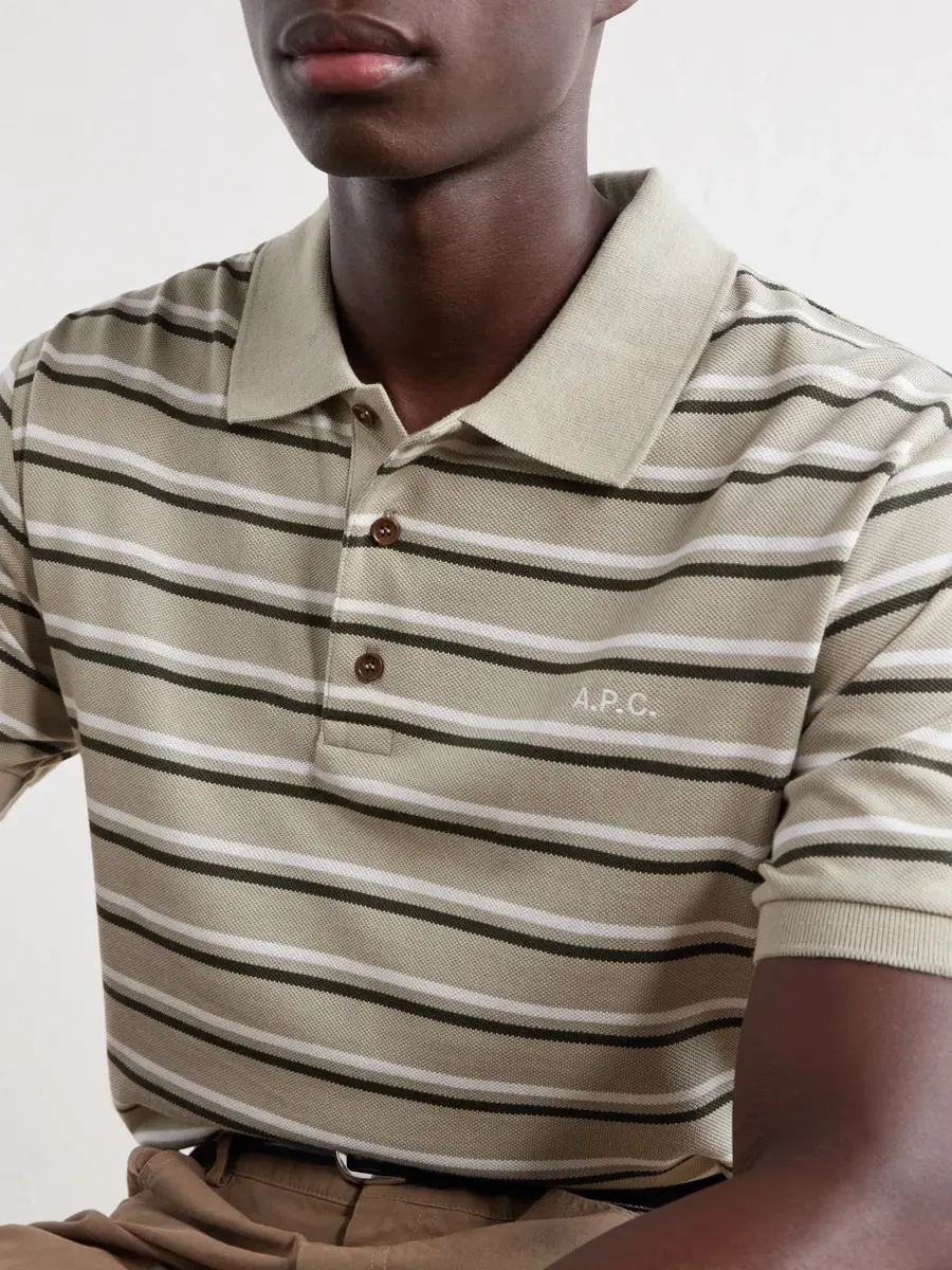 A.P.C. Joe Striped Cotton-Piqué Polo Shirt - Men | Thumbnail 5 A.P.C. Joe Striped Cotton-Piqué Polo Shirt - Men | Thumbnail 5
