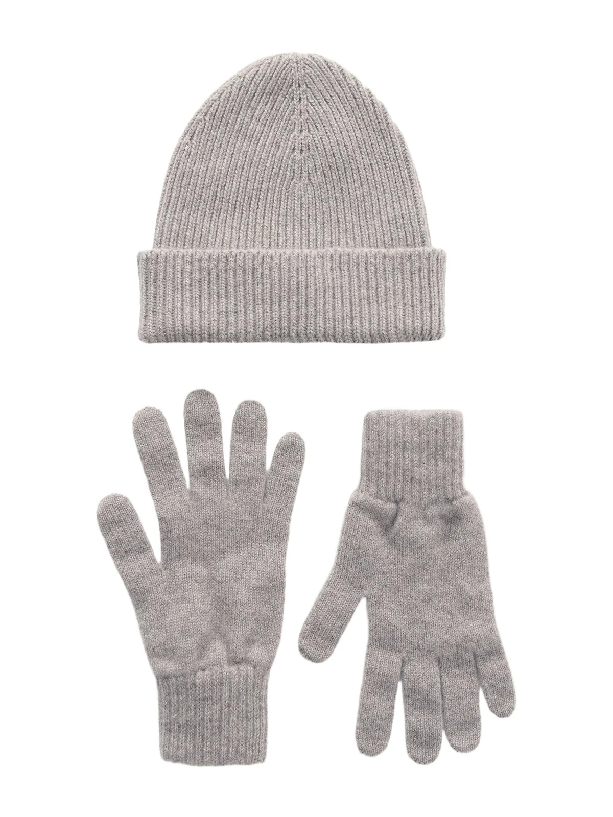Ribbed Gloves and Beanie Cashmere Set - Men Ribbed Gloves and Beanie Cashmere Set - Men