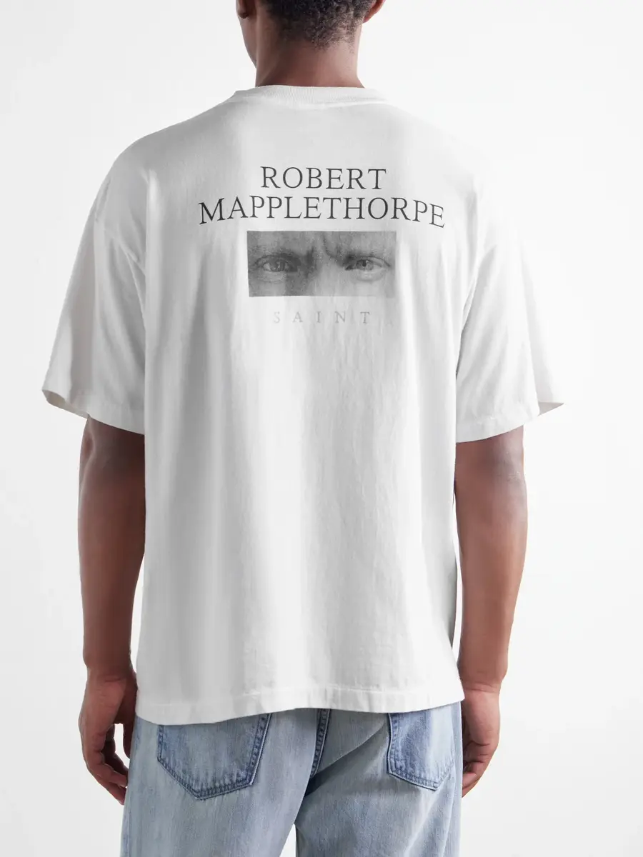 SAINT Mxxxxxx Robert Mapplethorpe Self-Portrait Distressed Printed Cotton-Jersey T-Shirt - Men | Thumbnail 4 SAINT Mxxxxxx Robert Mapplethorpe Self-Portrait Distressed Printed Cotton-Jersey T-Shirt - Men | Thumbnail 4