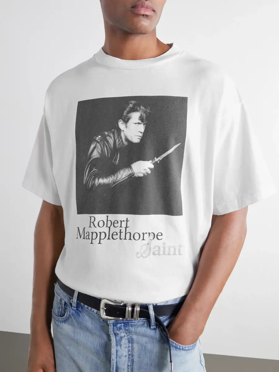 SAINT Mxxxxxx Robert Mapplethorpe Self-Portrait Distressed Printed Cotton-Jersey T-Shirt - Men | Thumbnail 5 SAINT Mxxxxxx Robert Mapplethorpe Self-Portrait Distressed Printed Cotton-Jersey T-Shirt - Men | Thumbnail 5
