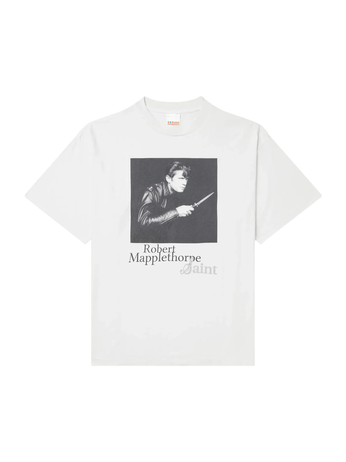 SAINT Mxxxxxx Robert Mapplethorpe Self-Portrait Distressed Printed Cotton-Jersey T-Shirt - Men