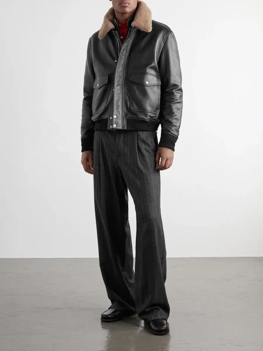 MR P. Shearling-Trimmed Full-Grain Leather Blouson Jacket - Men | Thumbnail 2 MR P. Shearling-Trimmed Full-Grain Leather Blouson Jacket - Men | Thumbnail 2