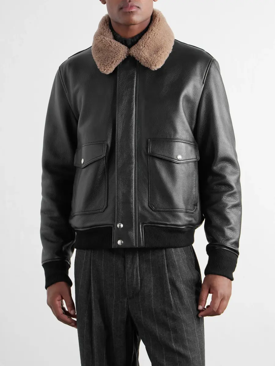 MR P. Shearling-Trimmed Full-Grain Leather Blouson Jacket - Men | Thumbnail 3 MR P. Shearling-Trimmed Full-Grain Leather Blouson Jacket - Men | Thumbnail 3