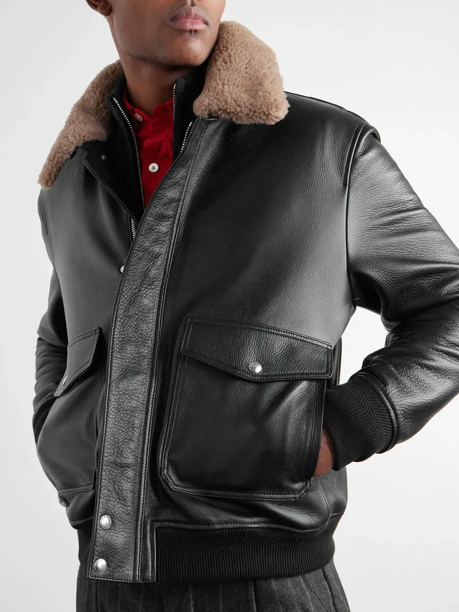 MR P. Shearling-Trimmed Full-Grain Leather Blouson Jacket - Men | Thumbnail 5 MR P. Shearling-Trimmed Full-Grain Leather Blouson Jacket - Men | Thumbnail 5