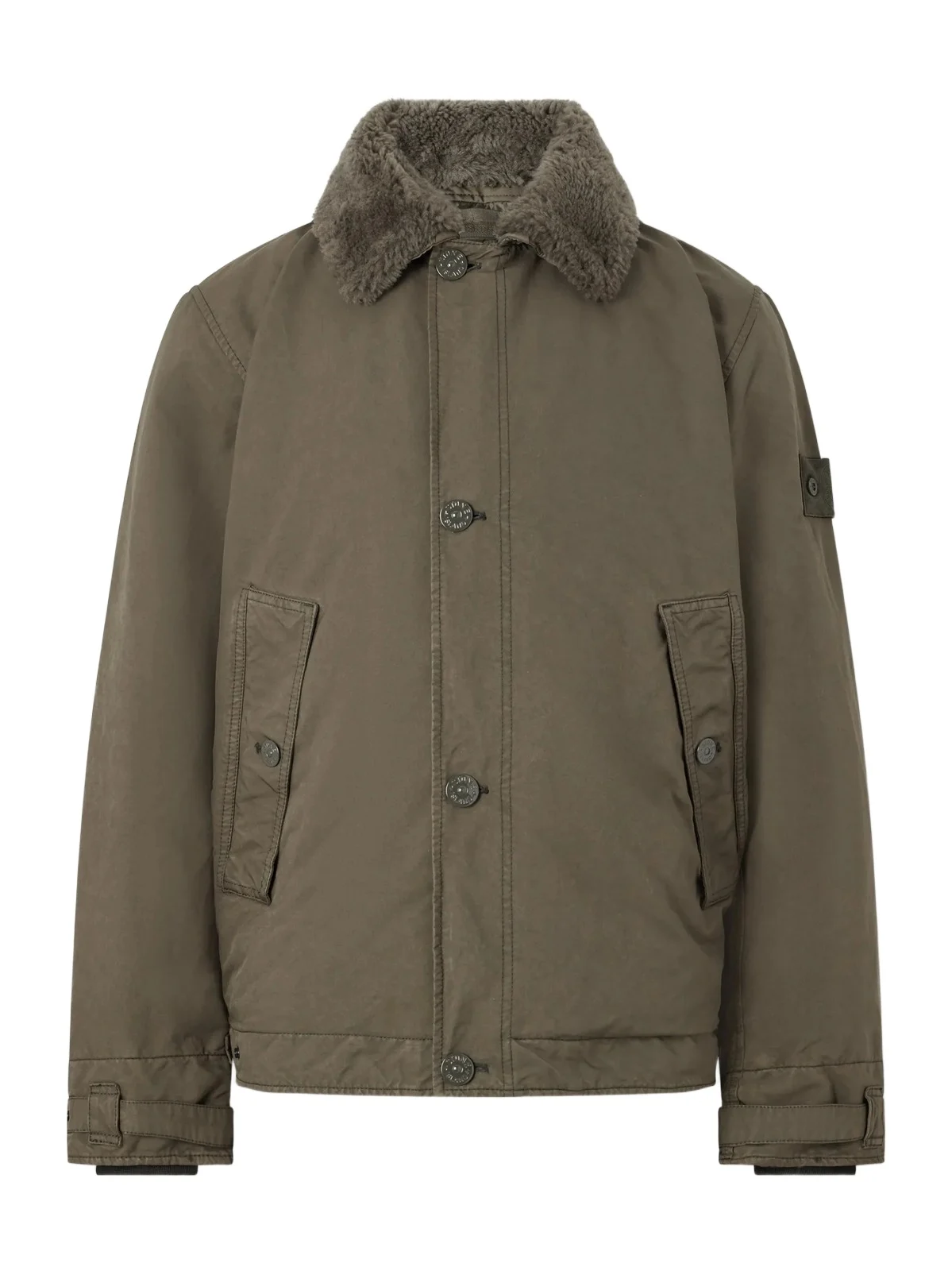 Stone Island GHOST Shearling-Trimmed Padded Garment-Dyed David-tc Shell Jacket - Men