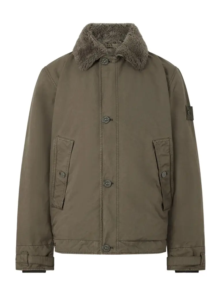 Stone Island STONE ISLAND GHOST Shearling-Trimmed Padded Garment-Dyed David-tc Shell Jacket - Men