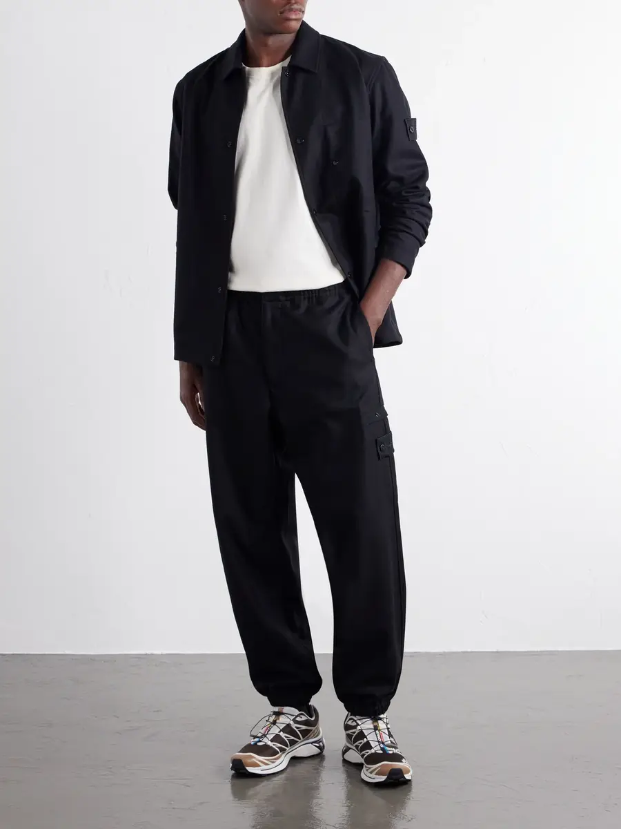 Stone Island GHOST Tapered Wool and Nylon-Blend Flannel Drawstring Trousers - Men | Thumbnail 2 Stone Island GHOST Tapered Wool and Nylon-Blend Flannel Drawstring Trousers - Men | Thumbnail 2
