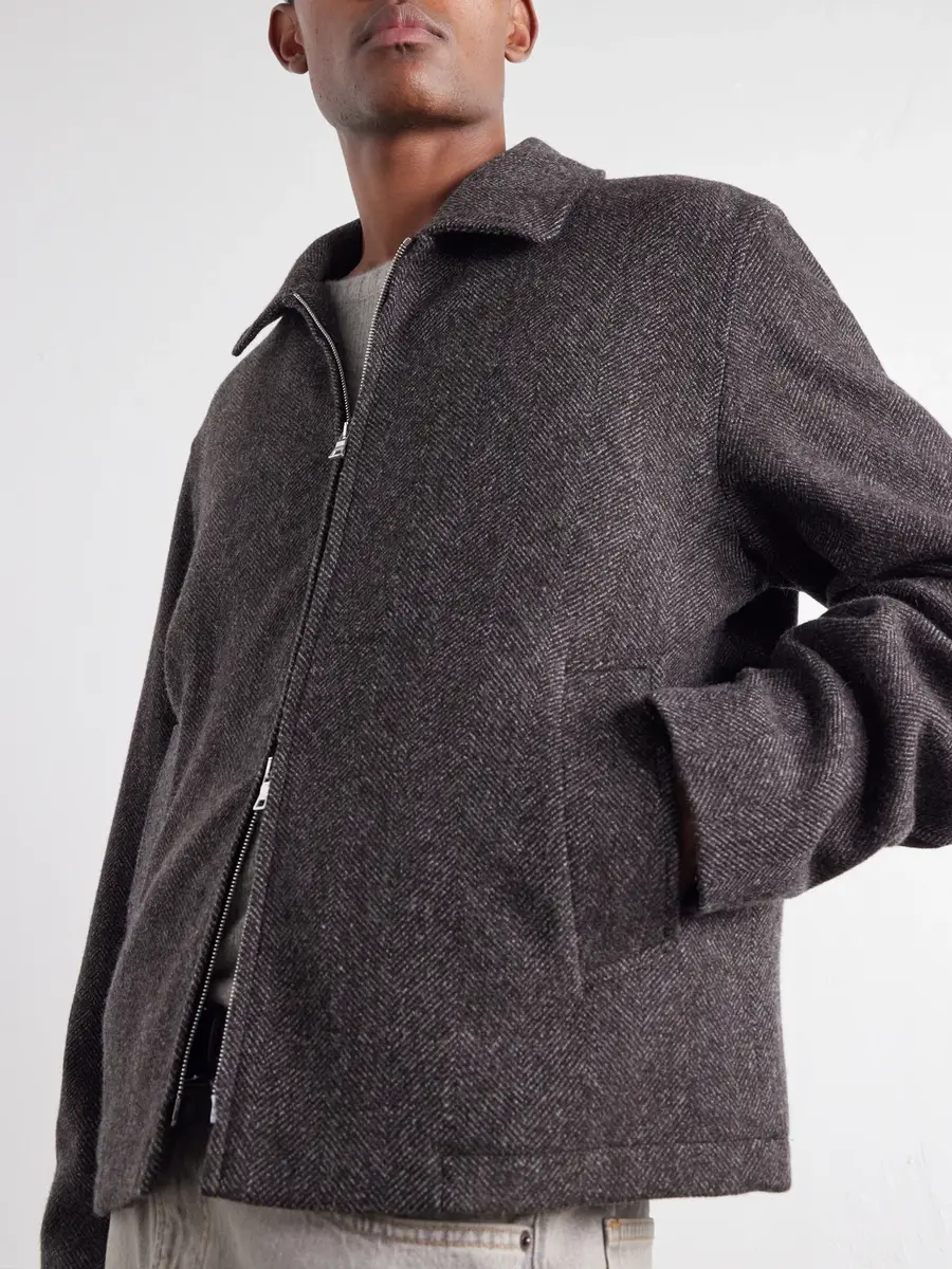 MR P. Herringbone Wool, Silk and Cashmere-Blend Blouson Jacket - Men | Thumbnail 5