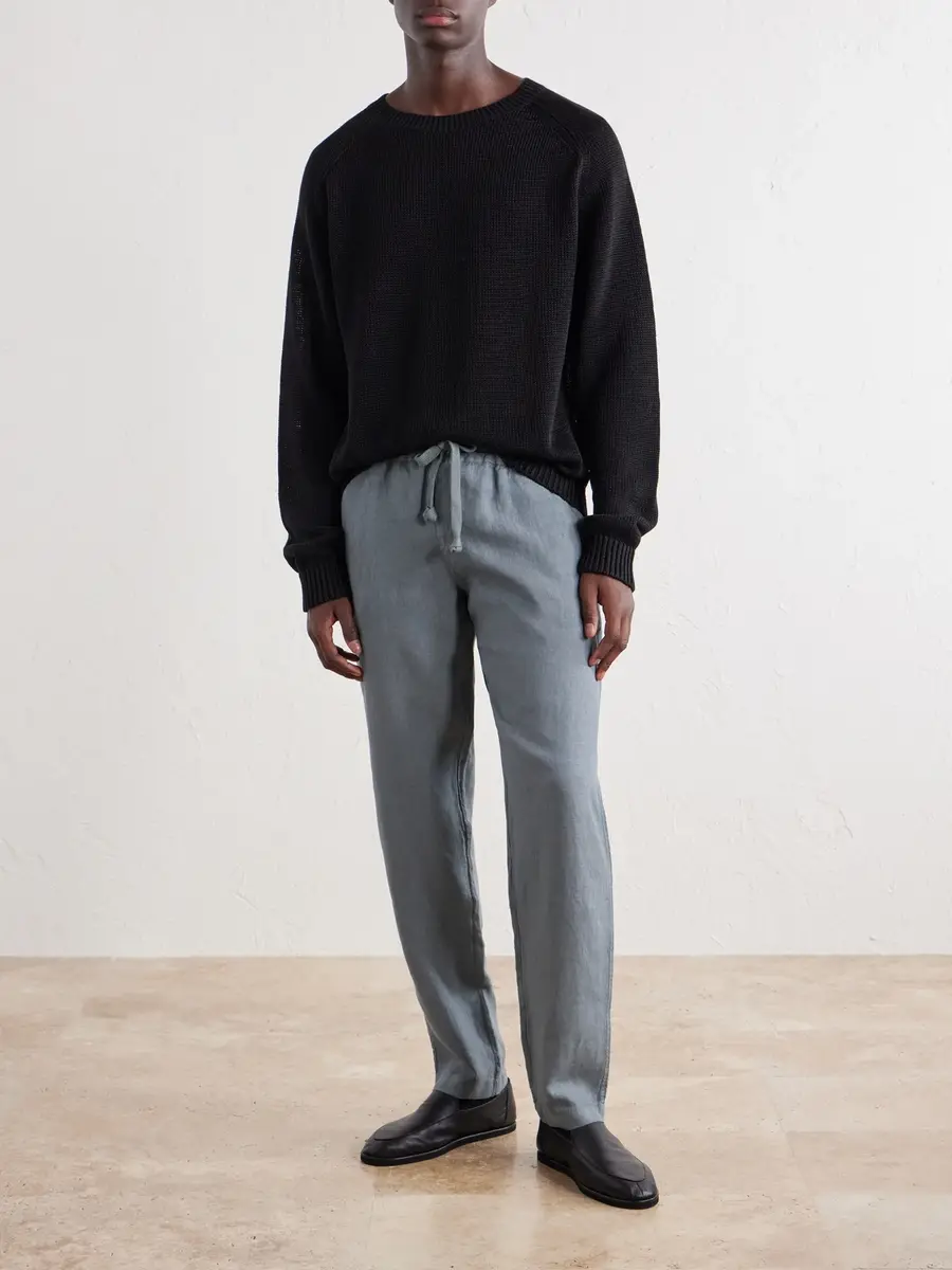 FEDELI Straight-Leg Linen Drawstring Trousers - Men | Thumbnail 2