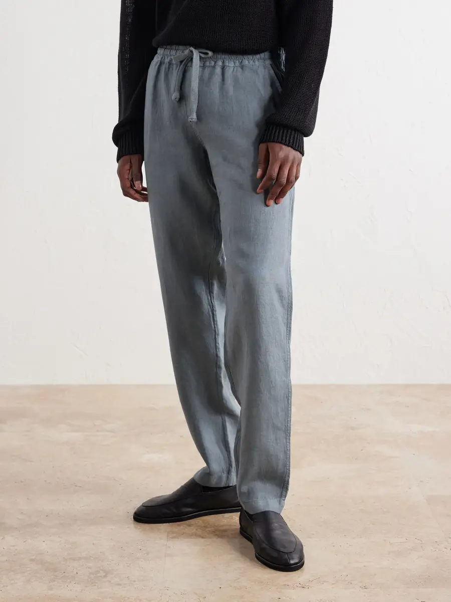 FEDELI Straight-Leg Linen Drawstring Trousers - Men | Thumbnail 3