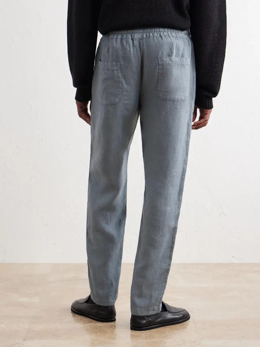 FEDELI Straight-Leg Linen Drawstring Trousers - Men | Thumbnail 4
