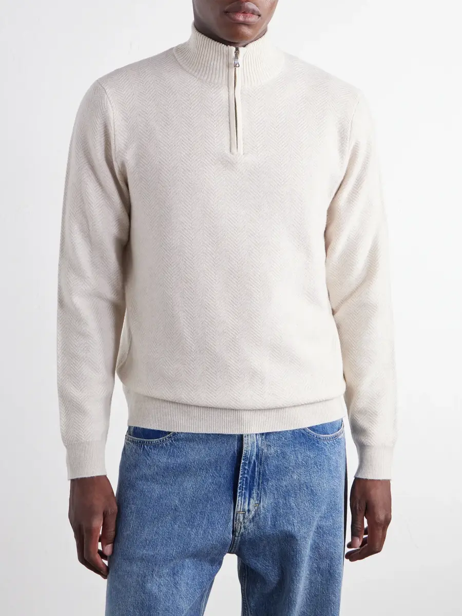 MR P. Wool and Cashmere-Blend Half-Zip Sweater - Men | Thumbnail 3