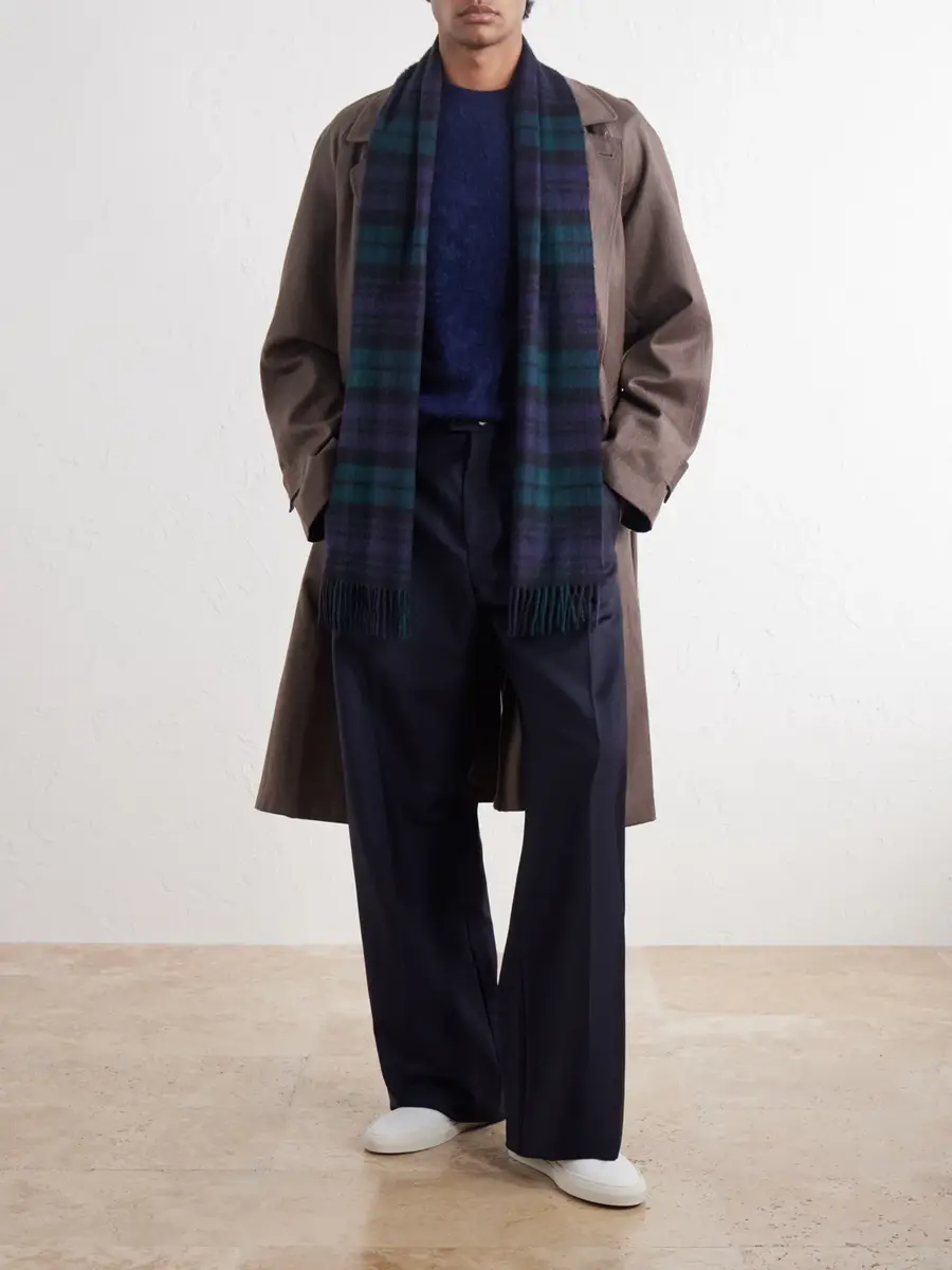 Johnstons of Elgin Checked Cashmere Scarf - Men | Thumbnail 2 Johnstons of Elgin Checked Cashmere Scarf - Men | Thumbnail 2
