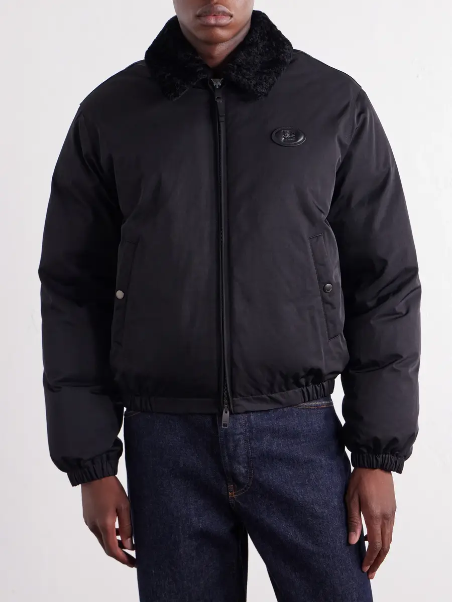 Burberry Logo-Appliqué Shearling and Leather-Trimmed Padded Shell Blouson Jacket - Men | Thumbnail 3 Burberry Logo-Appliqué Shearling and Leather-Trimmed Padded Shell Blouson Jacket - Men | Thumbnail 3