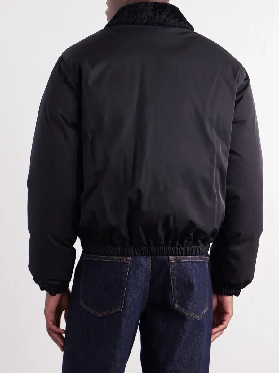 Burberry Logo-Appliqué Shearling and Leather-Trimmed Padded Shell Blouson Jacket - Men | Thumbnail 4 Burberry Logo-Appliqué Shearling and Leather-Trimmed Padded Shell Blouson Jacket - Men | Thumbnail 4