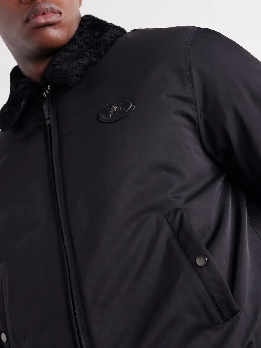 Burberry Logo-Appliqué Shearling and Leather-Trimmed Padded Shell Blouson Jacket - Men | Thumbnail 5 Burberry Logo-Appliqué Shearling and Leather-Trimmed Padded Shell Blouson Jacket - Men | Thumbnail 5