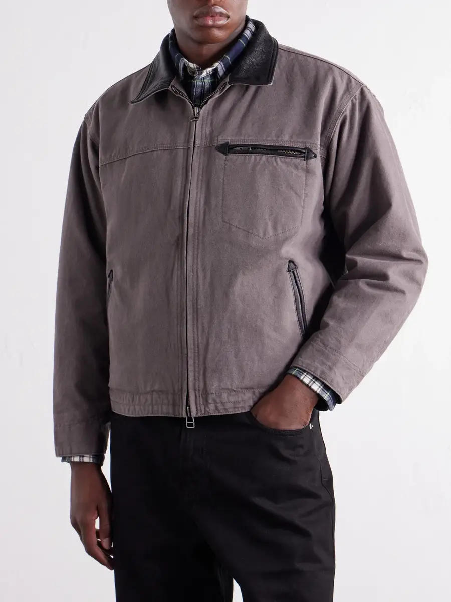 FrizmWORKS Distressed Leather-Trimmed Cotton-Canvas Jacket - Men | Thumbnail 3 FrizmWORKS Distressed Leather-Trimmed Cotton-Canvas Jacket - Men | Thumbnail 3