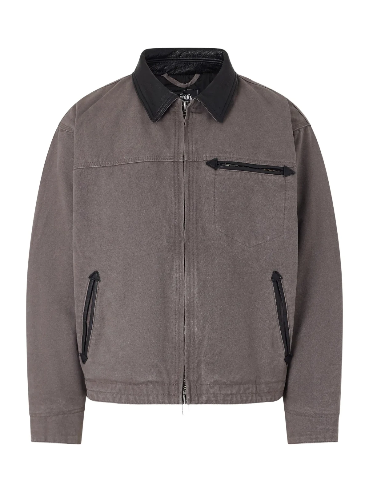 FrizmWORKS Distressed Leather-Trimmed Cotton-Canvas Jacket - Men