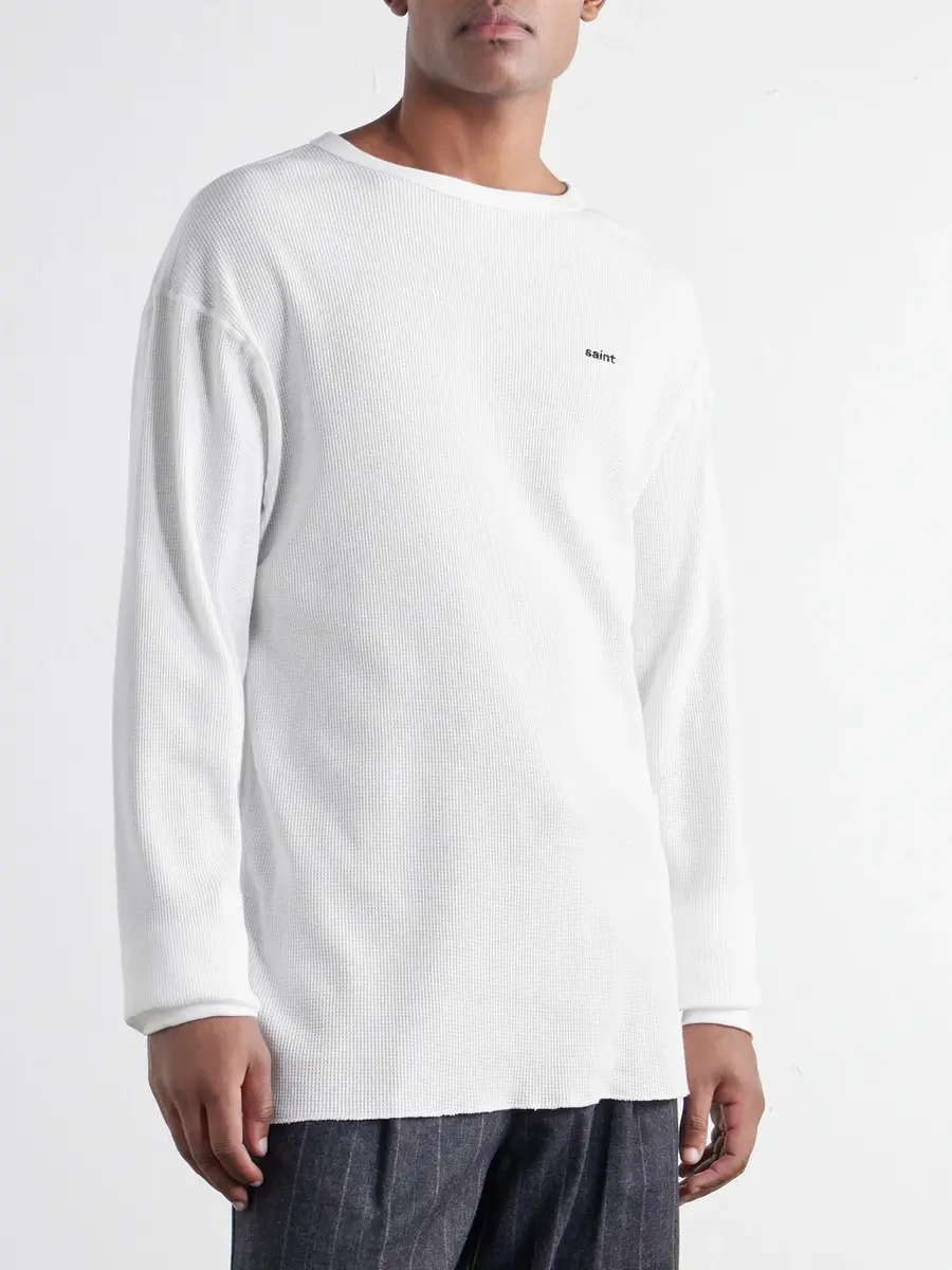 SAINT Mxxxxxx Tharmal Logo-Embroidered Waffle-Knit Cotton T-Shirt - Men | Thumbnail 3 SAINT Mxxxxxx Tharmal Logo-Embroidered Waffle-Knit Cotton T-Shirt - Men | Thumbnail 3