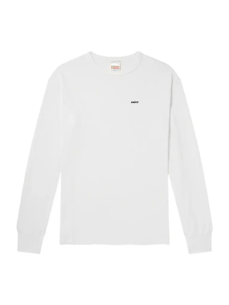 SAINT Mxxxxxx Tharmal Logo-Embroidered Waffle-Knit Cotton T-Shirt - Men