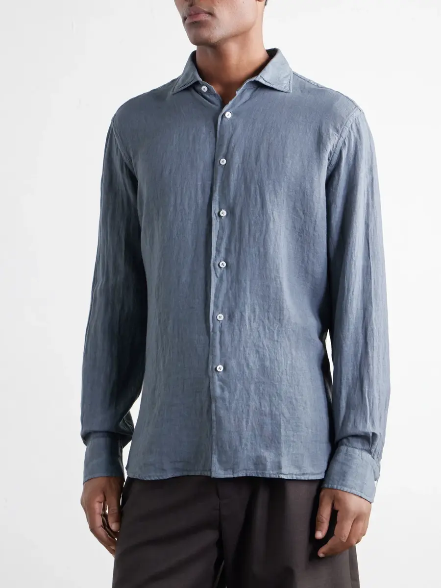 FEDELI Nick Slim-Fit Cutaway-Collar Linen Shirt - Men | Thumbnail 3 FEDELI Nick Slim-Fit Cutaway-Collar Linen Shirt - Men | Thumbnail 3