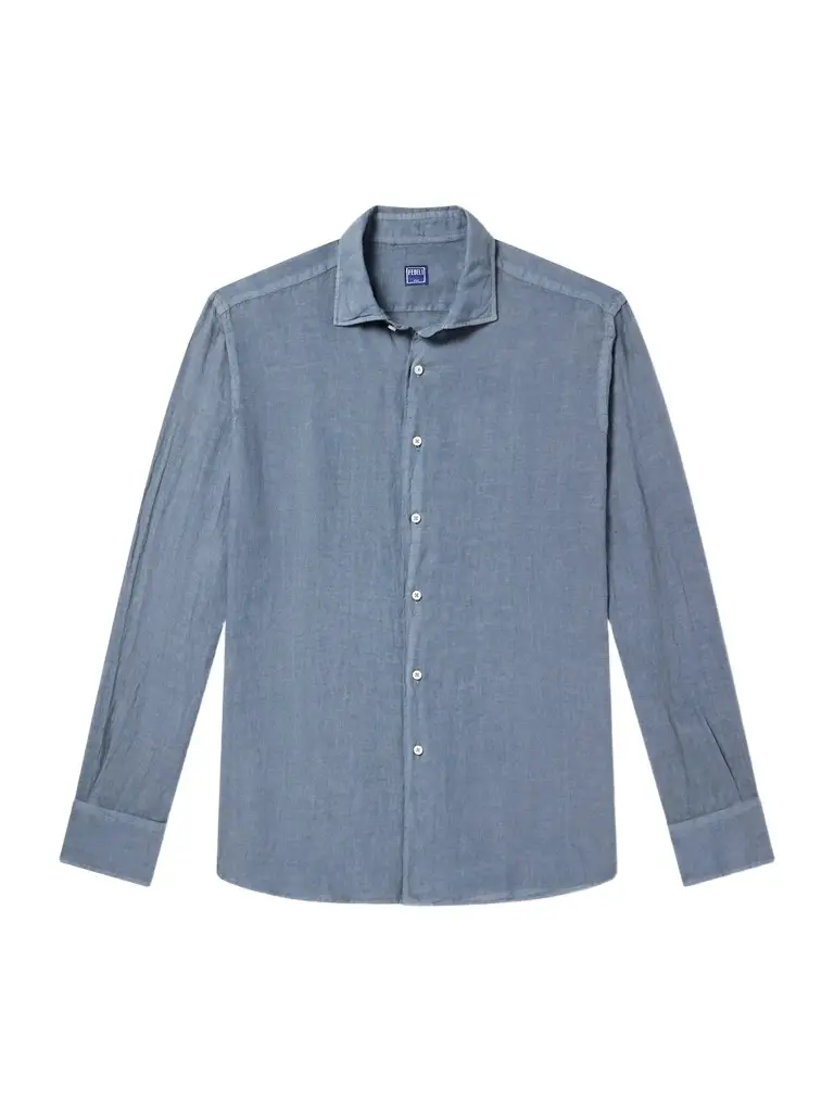 FEDELI Nick Slim-Fit Cutaway-Collar Linen Shirt - Men