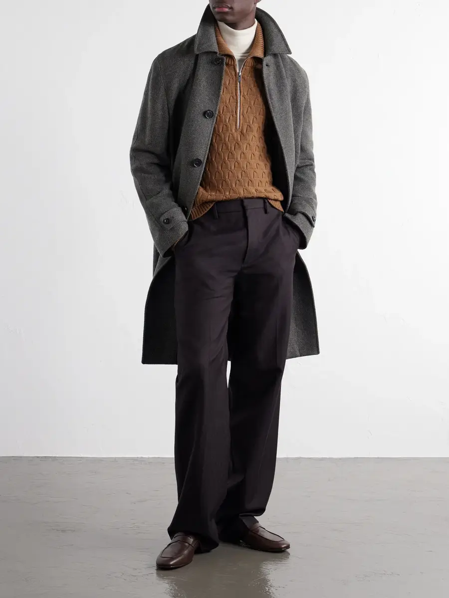 Zegna Oasi Belted Herringbone Cashmere Trench Coat - Men | Thumbnail 2 Zegna Oasi Belted Herringbone Cashmere Trench Coat - Men | Thumbnail 2