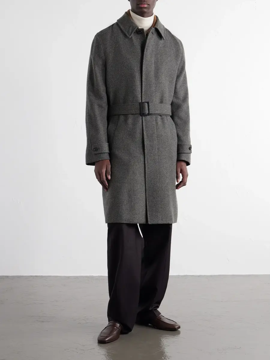 Zegna Oasi Belted Herringbone Cashmere Trench Coat - Men | Thumbnail 3 Zegna Oasi Belted Herringbone Cashmere Trench Coat - Men | Thumbnail 3