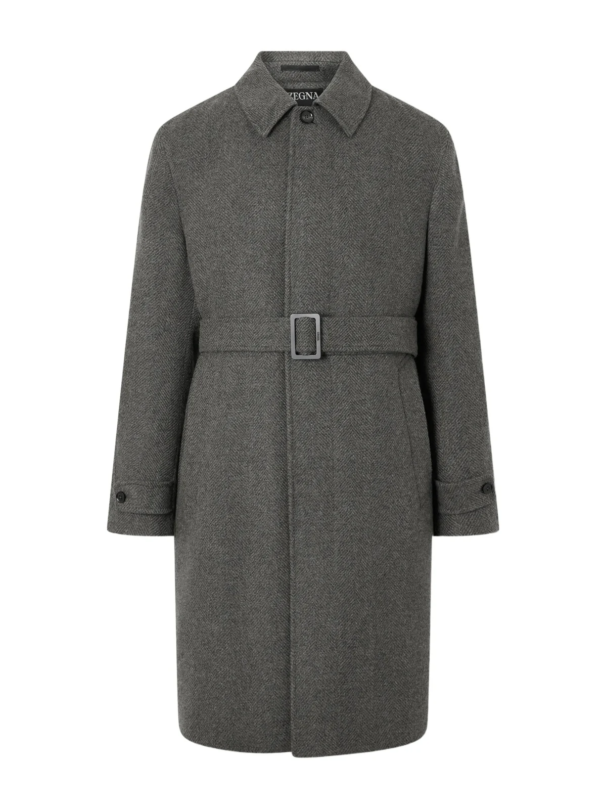 Zegna Oasi Belted Herringbone Cashmere Trench Coat - Men