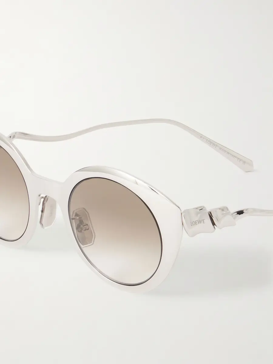 Loewe Coil Round-Frame Silver-Tone Metal Sunglasses - Men | Thumbnail 3 Loewe Coil Round-Frame Silver-Tone Metal Sunglasses - Men | Thumbnail 3