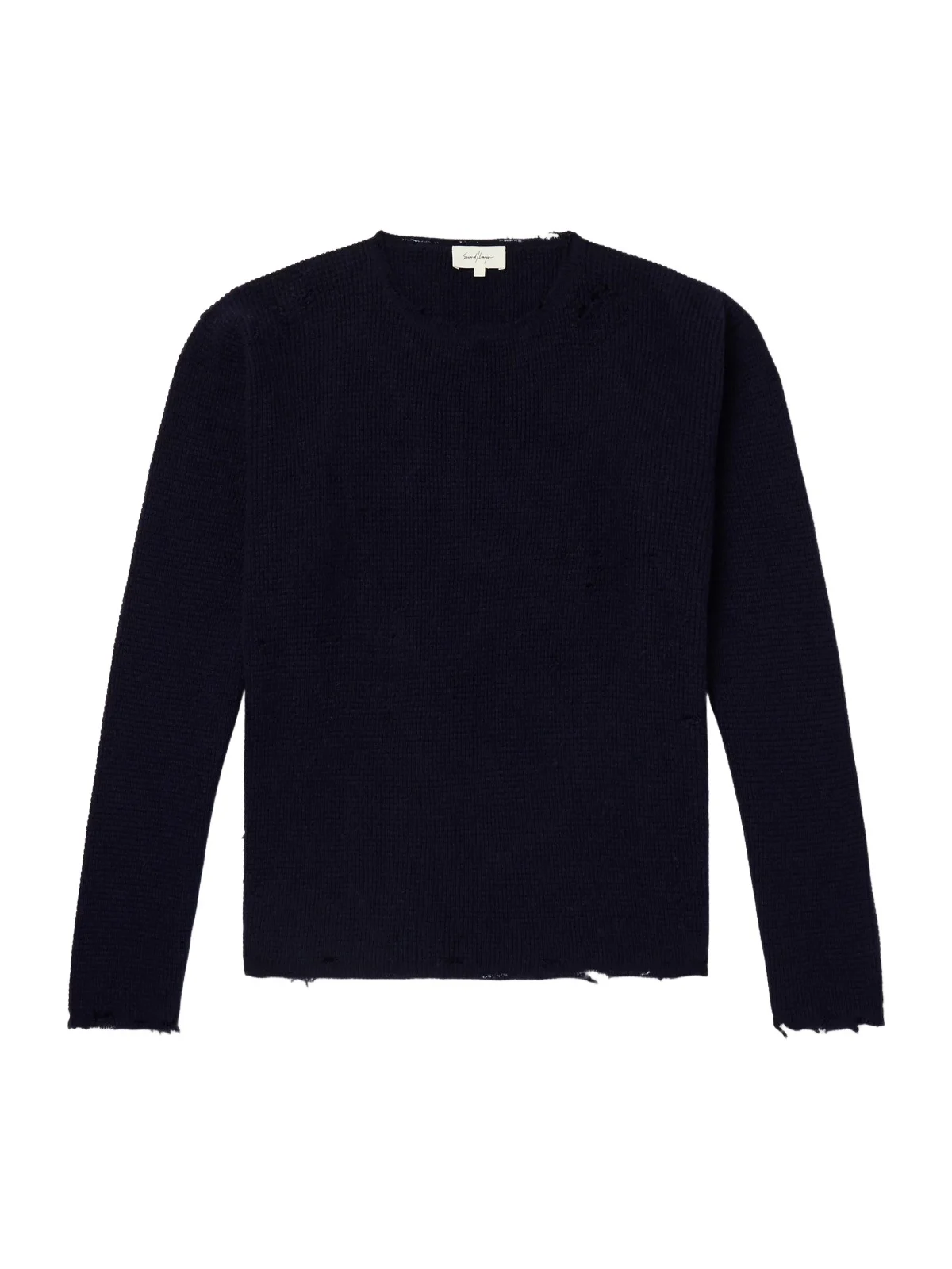 Second/Layer Distressed Waffle-Knit Wool and Cashmere-Blend Sweater - Men