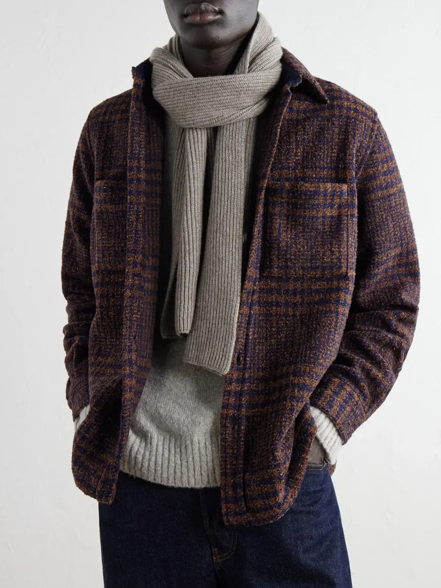Johnstons of Elgin Ribbed Cashmere Scarf - Men | Thumbnail 3 Johnstons of Elgin Ribbed Cashmere Scarf - Men | Thumbnail 3