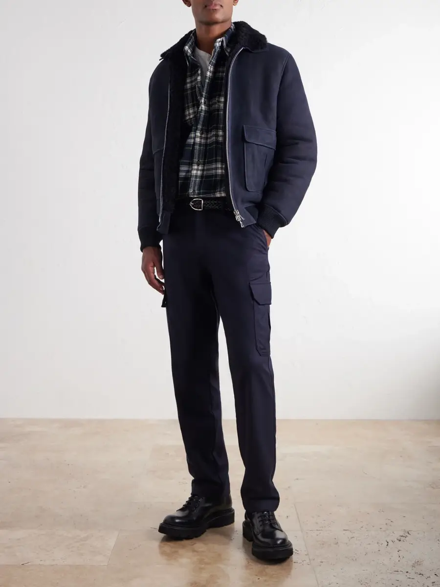 MR P. Shearling-Trimmed Suede Bomber Jacket - Men | Thumbnail 2