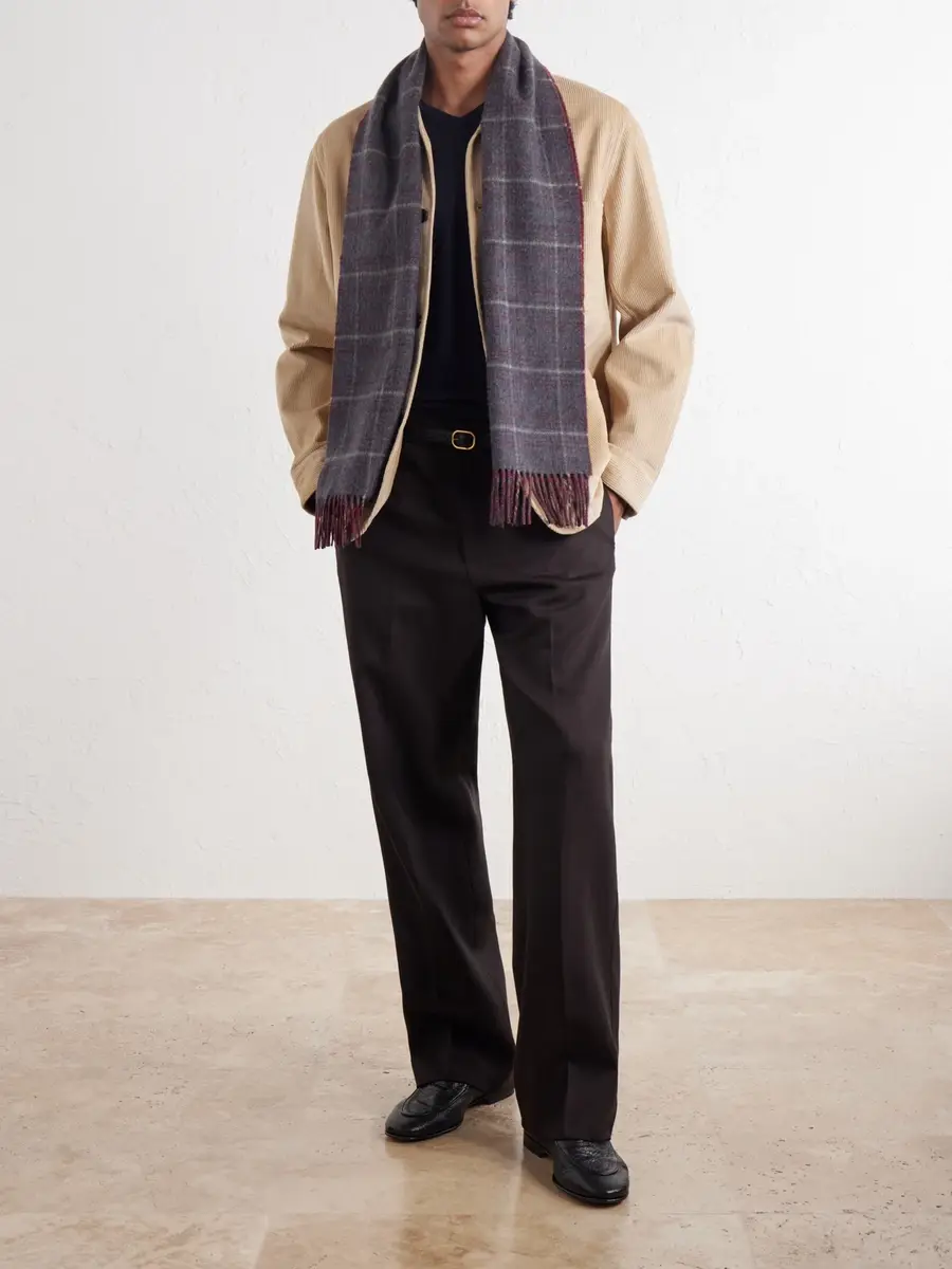 Johnstons of Elgin Urquhart Checked Cashmere Scarf - Men | Thumbnail 2 Johnstons of Elgin Urquhart Checked Cashmere Scarf - Men | Thumbnail 2
