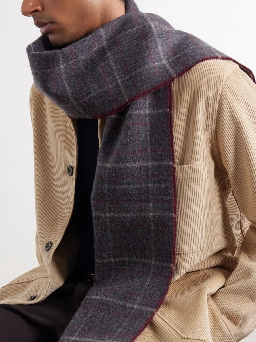 Johnstons of Elgin Urquhart Checked Cashmere Scarf - Men | Thumbnail 3 Johnstons of Elgin Urquhart Checked Cashmere Scarf - Men | Thumbnail 3