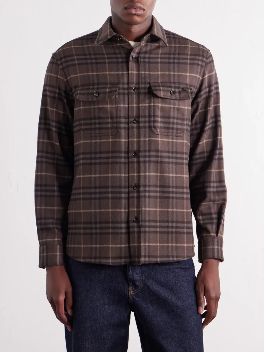 Burberry Checked Wool-Twill Flannel Shirt - Men | Thumbnail 3