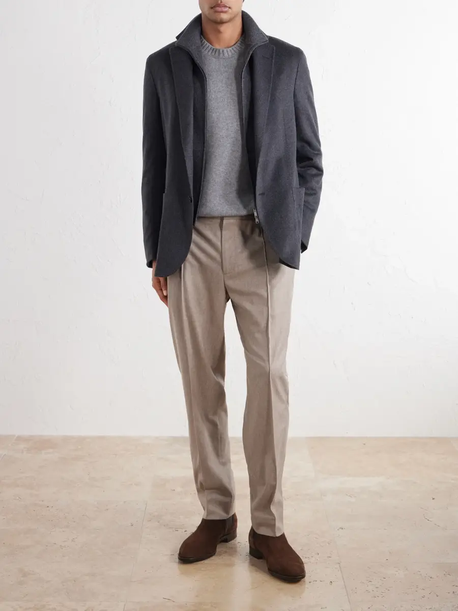 Zegna Straight-Leg Wool, Cashmere and Silk-Blend Trousers - Men | Thumbnail 2