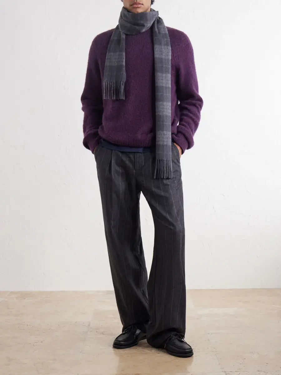 Johnstons of Elgin Glamis Fringed Checked Cashmere Scarf - Men | Thumbnail 2 Johnstons of Elgin Glamis Fringed Checked Cashmere Scarf - Men | Thumbnail 2