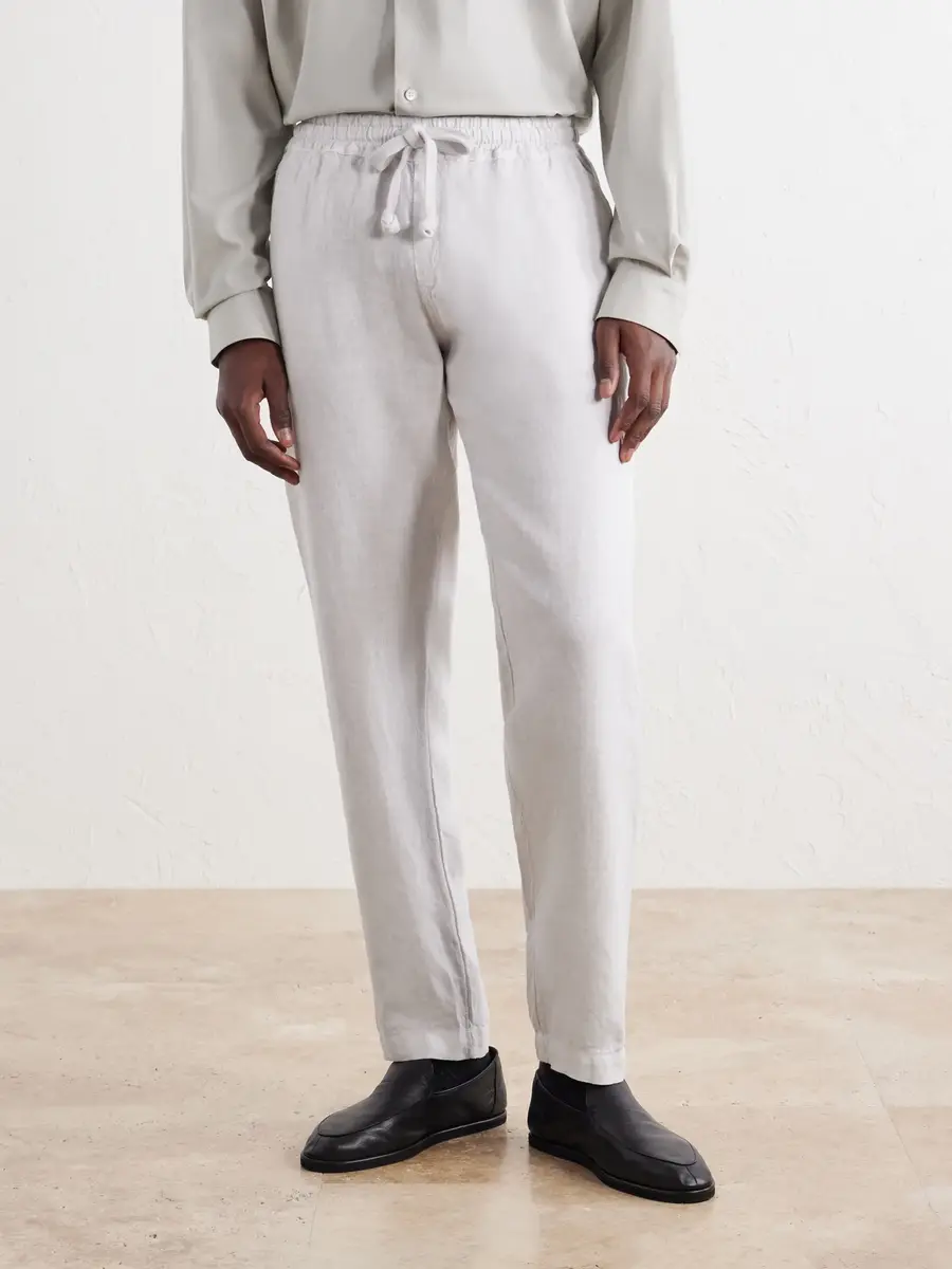 FEDELI Straight-Leg Linen Drawstring Trousers - Men | Thumbnail 3